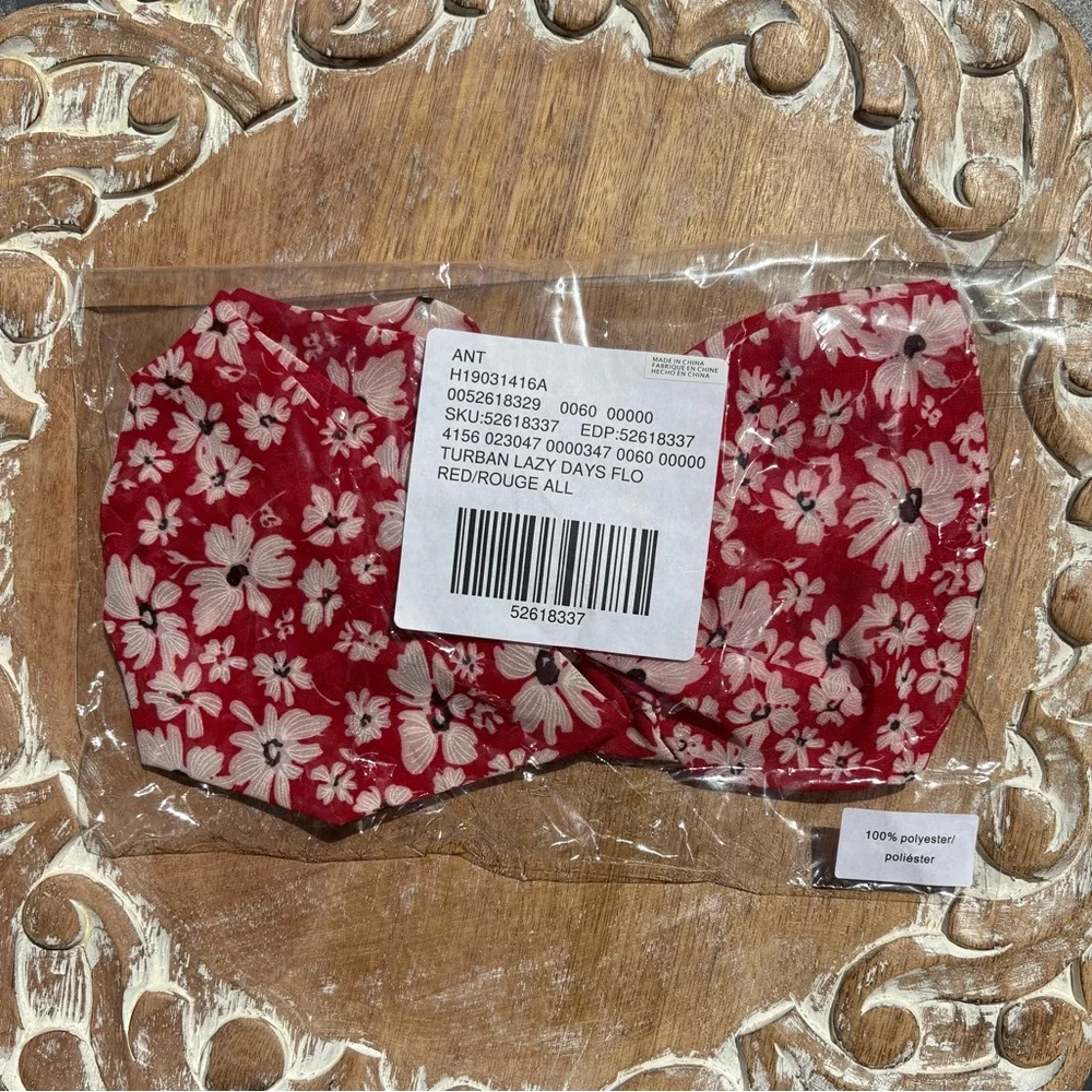 Anthropologie Headband in Red Floral Motif. Brand new!